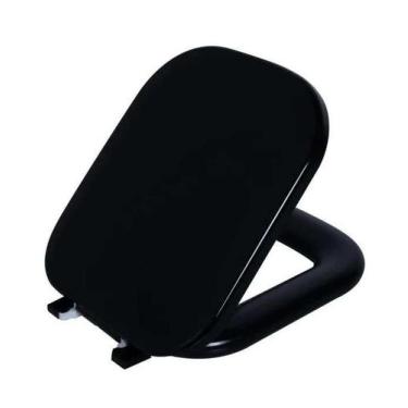 Imagem de Assento Sanitário Astra Almofadado Quadra Preto para Vaso Deca