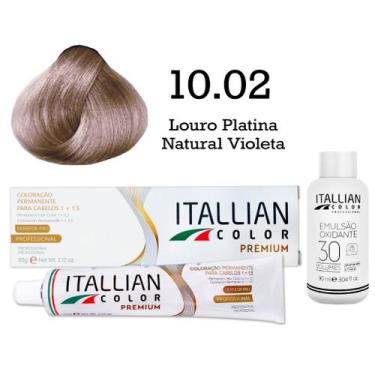 Imagem de Kit Coloração Itallian Color 10.02 Louro Platina Natural Violeta + Oxi
