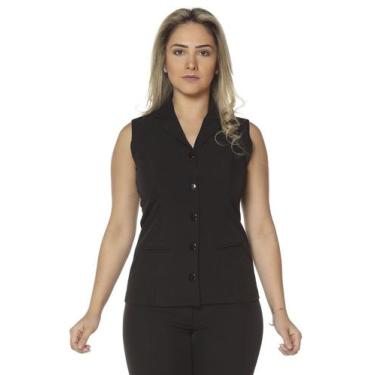 Imagem de Colete social feminino Milano com Elastano - Demorgan Uniformes, Preto