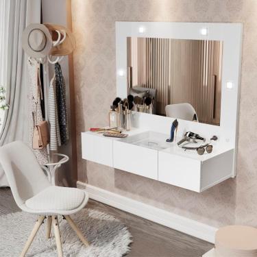 Imagem de Penteadeira Camarim Suspensa Com Led Leeds Branco