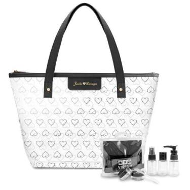 Imagem de Kit De Bolsa Transparente E Frascos De Viagem De 7 Peças Preto - Jacki