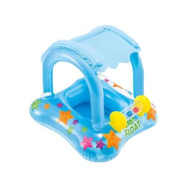 Imagem de Boia Inflável Baby Bote Infantil Cobertura Bebê Intex 56581, Azul, Fun