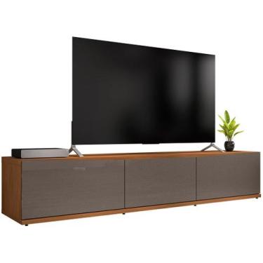 Imagem de Rack Para Sala Tv Eros 180 Com 2 Portas e 1 Gaveta - Casa D, Cinza Pér