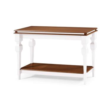 Imagem de Aparador para Sala e Divisor de Ambiente com 1 Prateleira 2004 Manchester Linz Móveis - Branco/Imbuia