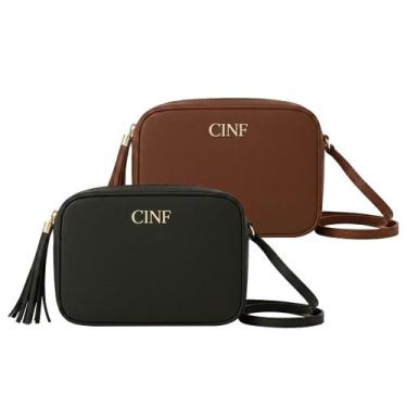 Imagem de Bolsa Feminina Transversal com Fecho em Zíper Kit 2 peças - CINF, Pret