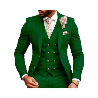 Imagem de Elegante Terno Rosa Slim Fit Para Casamento Masculino: Jaqueta, Colete