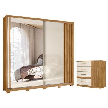 Imagem de Guarda Roupa Casal Dhara e Cômoda Vênus Freijó Off White - Moval