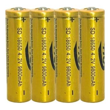 Imagem de Kit 4 Baterias 18650 9800mAh Recarregável 4.2v Li-ion Para Lanterna Rá