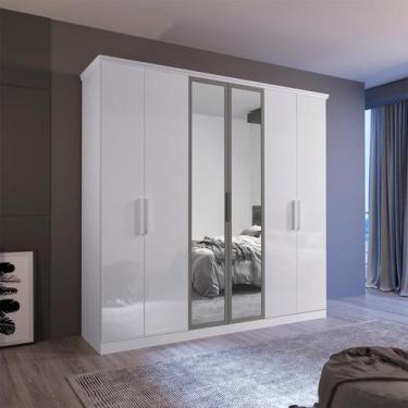 Imagem de Guarda-Roupa Martin c/ Espelho 100% MDF 6 Portas Bom Pastor, Branco