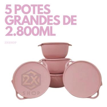Imagem de Kit 5 Potes Plásticos Bowl 2800ml Grandes Herméticos Cozinha Organizad