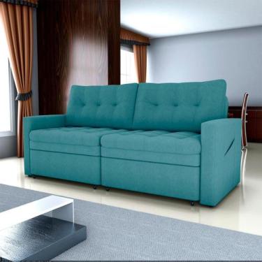 Imagem de Sofá Cama 3 Lugares casal 2,20 mts Bouclê Nayla Matrix, BOUCLE AZUL