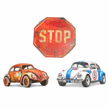 Imagem de Placas MDF Fusca Retrô + Stop Decoração Parede Decoração - KF IMPORTS