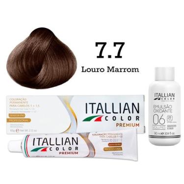 Imagem de Coloração 7.7 Louro Marrom + Oxi 06 Volumes 90ml  Itallian Color - Ita
