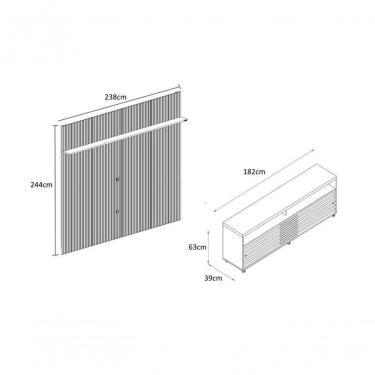 Imagem de Bancada e Painel para TV Frizz New Prestige 75" 238CM MDF MDP com Portas Basculantes e...