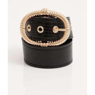 Imagem de Cinto Feminino Fivela Textura Marisa-82065, Preto, G