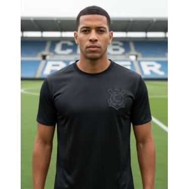 Imagem de Camiseta Masculina Casual All Black Oficial Corinthians, Preto, G