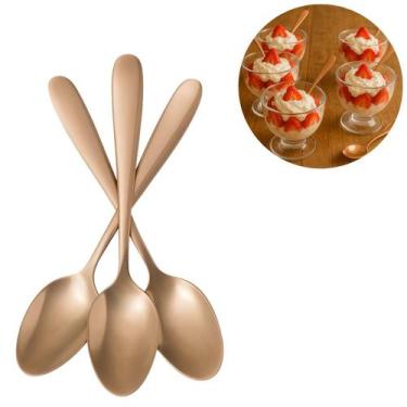 Imagem de Conjunto de 3 Colheres de Sobremesa Rosê em Aço Inox - Chinatown