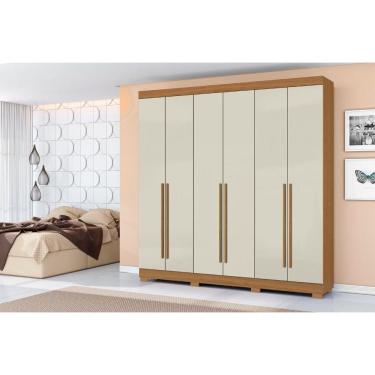Imagem de Roupeiro Livorno 6 Portas 2 Gavetas - Cinamomo Areia - Aramóveis