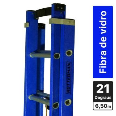 Imagem de Escada de fibra de vidro extensível 3,8 x 6,5 m 21 degraus - Premium -