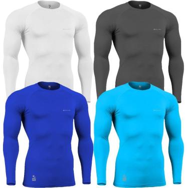 Imagem de Kit C/ 4 Camisas de Compressão Térmica Stigli Pro Proteção Solar FPU50+ Manga Longa Poliamida