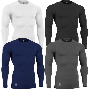 Imagem de Kit C/ 4 Camisas de Compressão Térmica Stigli Pro Proteção Solar FPU50+ Manga Longa Poliamida