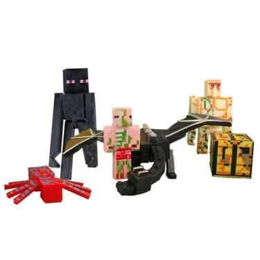 Imagem de Kit 6 Cartela Minecraft Dragão 30 Bonecos + 6 Bloco Pigman Cor:pigman 