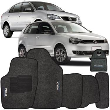 Imagem de Jogo Tapete Automotivo Carpete + Lixeira Polo 2003 à 2015 Soft Logo Bo
