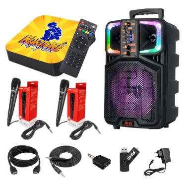 Imagem de Karaokê Party Box Profissional + 2 Microfones Com Fio + Caixa de Som + De 2000 Músicas...
