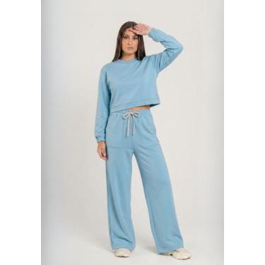 Imagem de Calça Feminina Moletom sem Felpa Just Basic, Azul, GG
