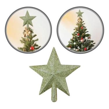 Imagem de Ponta Topo De Árvore Com Glitter Enfeite De Natal Decoração Natalina B