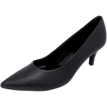 Imagem de Scarpin Feminino Salto Médio Bico Fino Confortavel Usaflex, Preto, 37