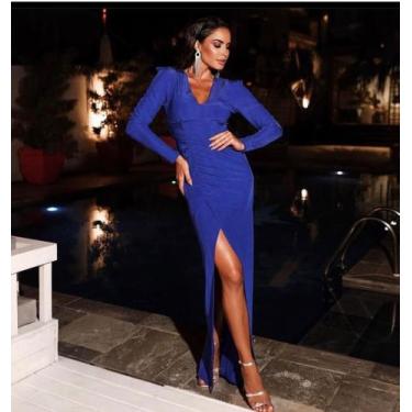 Imagem de Vestido longo azul com fenda - Lsc 