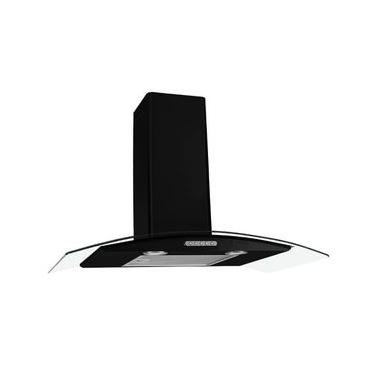 Imagem de Coifa de Parede Fogatti Vidro Curvo Duto Slim Black 80cm Vidro Temperado Led Preto 220V