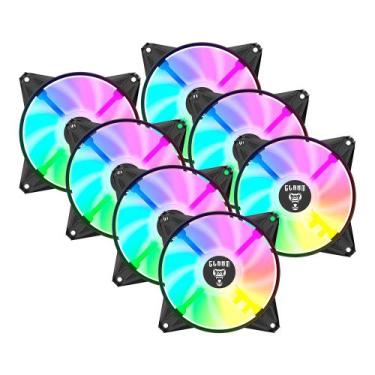 Imagem de Kit 7 Cooler Fan para Gabinete RGB Rainbow 120mm Molex 4pin Ventoinha 