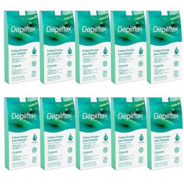 Imagem de 10CX Folhas Prontas Corporais Depilflax Aloe Vera C/20 Unid. - Lilabel