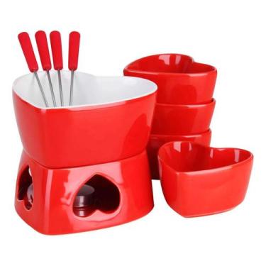 Imagem de Conjunto Para Fondue Cerâmica Coração 10 Peças 500ml Casita
