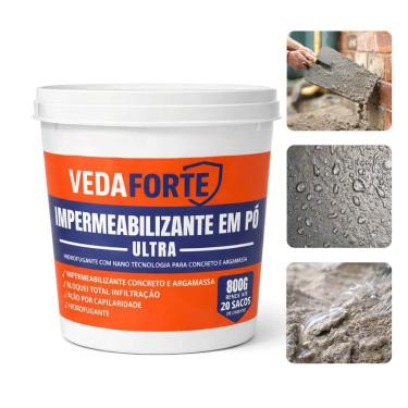 Imagem de Aditivo Impermeabilizante Mineral em Pó Ultra Hidrofugante com Nanotecnologia Alta Performance 800g