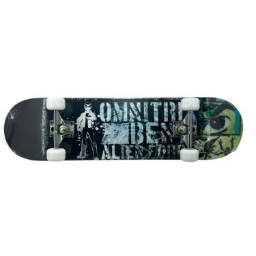 Imagem de Skate Ben 10 Alien Force Iniciante com Rodas Macias 53mm Abec-7 Branco Go Roller 81CM 50KG