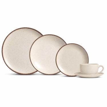 Imagem de Aparelho de Jantar Vanilla 30 Peças Cerâmica Rústica para Uso Diário Bege Alleanza 29CM 30P