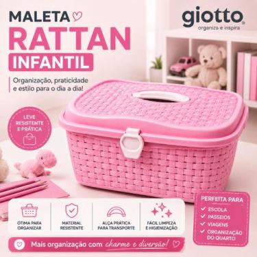 Imagem de Maleta Rattan Frasqueira Infantil Rosa Organizador Infantil Viagem Esc