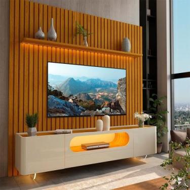 Imagem de Rack com Painel Ripado para TV até 90 Polegadas 100% MDF com LED 228,8