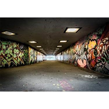 Imagem de Yeele 1,9 x 2,4 m Urban Street Graffiti Fundo Cidade Túnel Passagem Grunge Arte Abstrata Pintura de Parede Fundo para Fotografia Anos 70 80 Decoração de Festa Adulto Crianças Foto Cabine Tiro Vinil Adereços