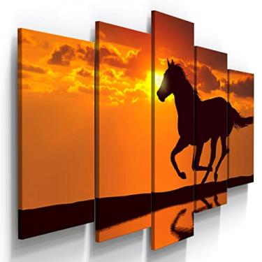 Imagem de Quadros Decorativos Pôr do sol Cavalo Sala Hall Sitio