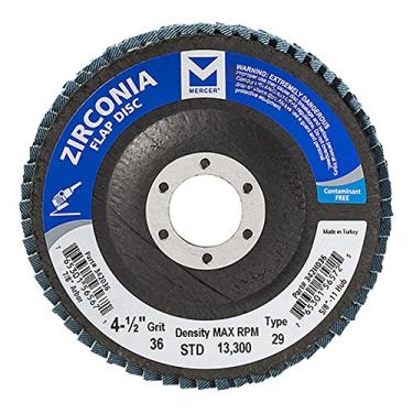 Imagem de Mercer Industries 342036 disco de aba de zircônia, tipo 29 4-1/2" x 2/8" Grit 36, pacote com 10