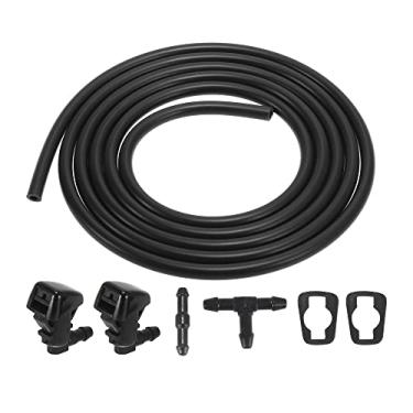 Imagem de X AUTOHAUX Kit de bocais de lavador de para-brisa dianteiro para Jeep Commander 2,2 metros mangueira de lavadora de para-brisa com 2 peças de conectores substitui 55157319AA