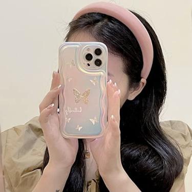 Imagem de Capa Luxo Aurora Glitter para iPhone 13 12 11 Pro Max X Xr Xs Max Onda Curly Amor Coração Laser Arco-Íris Colorido Macio Capa TPU, Hudie, Para iPhone XR