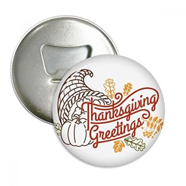 Imagem de Dia de Ação de Graças Desenho de Linha Abridor de Garrafas Imã de Geladeira Emblema Multifuncional