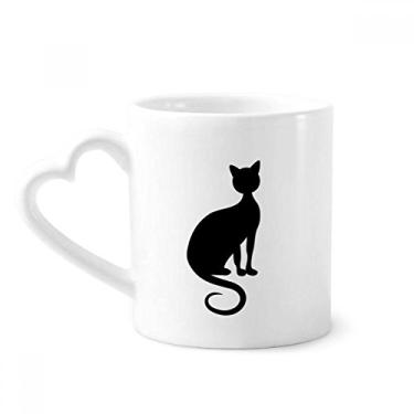 Imagem de Gato preto elegante figura animal arte contorno caneca café cerâmica copo coração vidro
