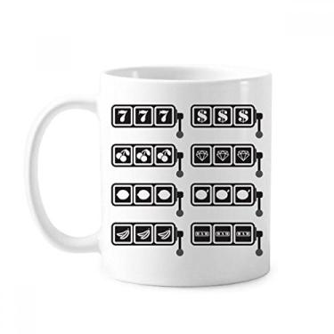 Imagem de Caneca com ilustração de padrão vencedor de máquina de caça-níqueis cerâmica xícara de porcelana de café talheres