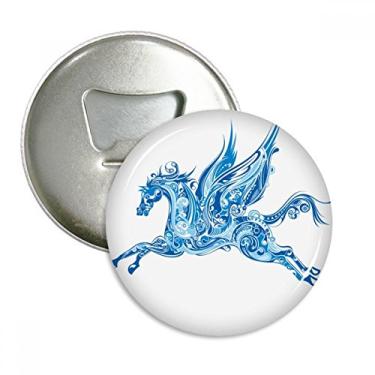 Imagem de Blue Horse Wing Animal Art Grain abridor de garrafas ímã de geladeira emblema multifuncional